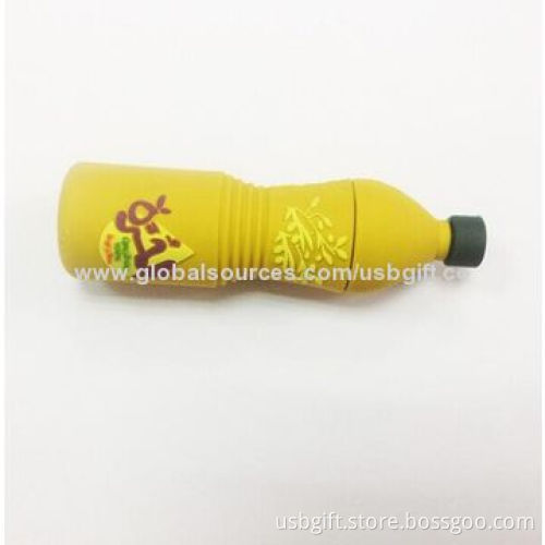USB Disk, 2GB, PVC Material, Customized Bottle Shape, Promotional Gift